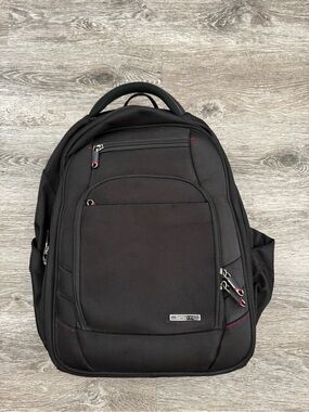 Samsonite Black Backpack with Red Accent Zippers